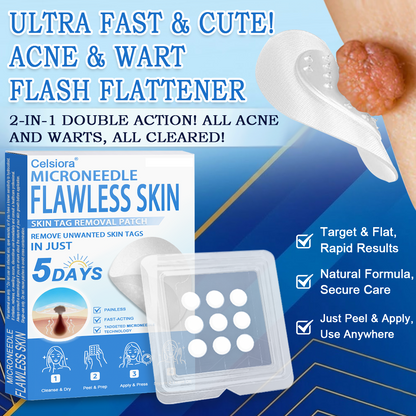☀️Celsiora® 2-in-1 Microneedle & Hydrocolloid Patch | Raised Moles,Acne,  Flat Warts & Skin Tags Remover | Improves Wrinkles, Scars & Blemishes | Invisible Star Pimple Patches for Face & Body